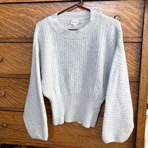Pink Rose Light Gray Ribbed Sweater